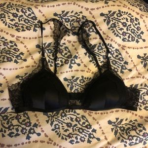 Black Satin and Lace Bralette